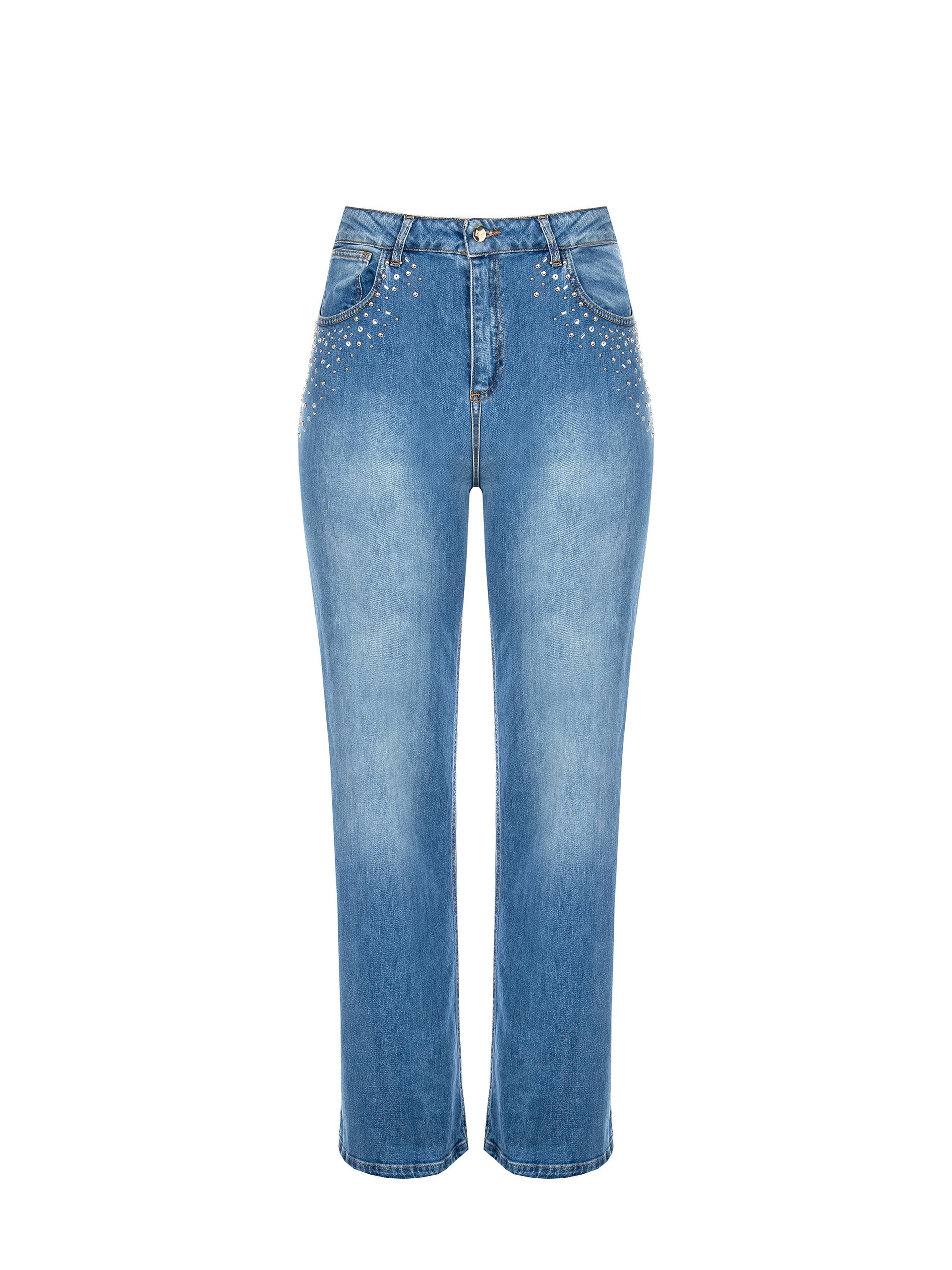 Jeans a palazzo con Borchie e Strass