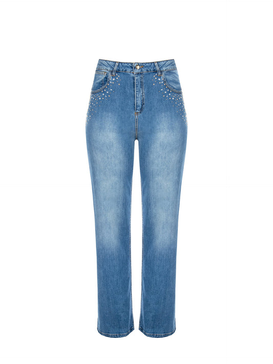 Jeans a palazzo con Borchie e Strass