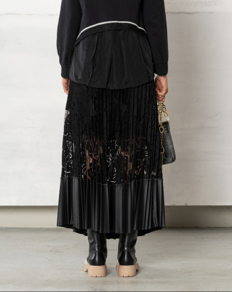 Gonna con i plissé, nero