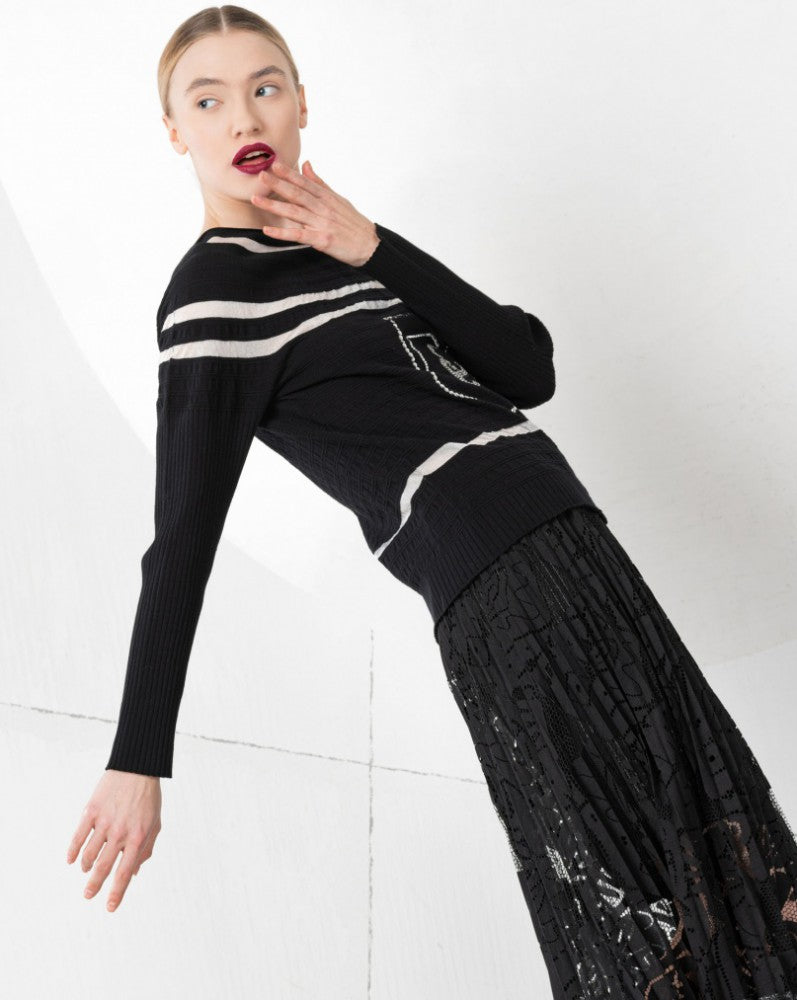 Gonna con i plissé, nero