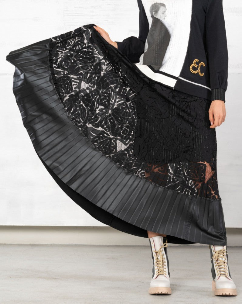 Gonna con i plissé, nero