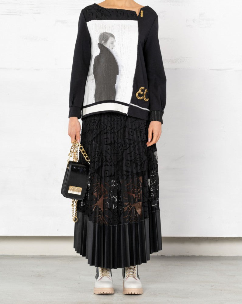 Gonna con i plissé, nero