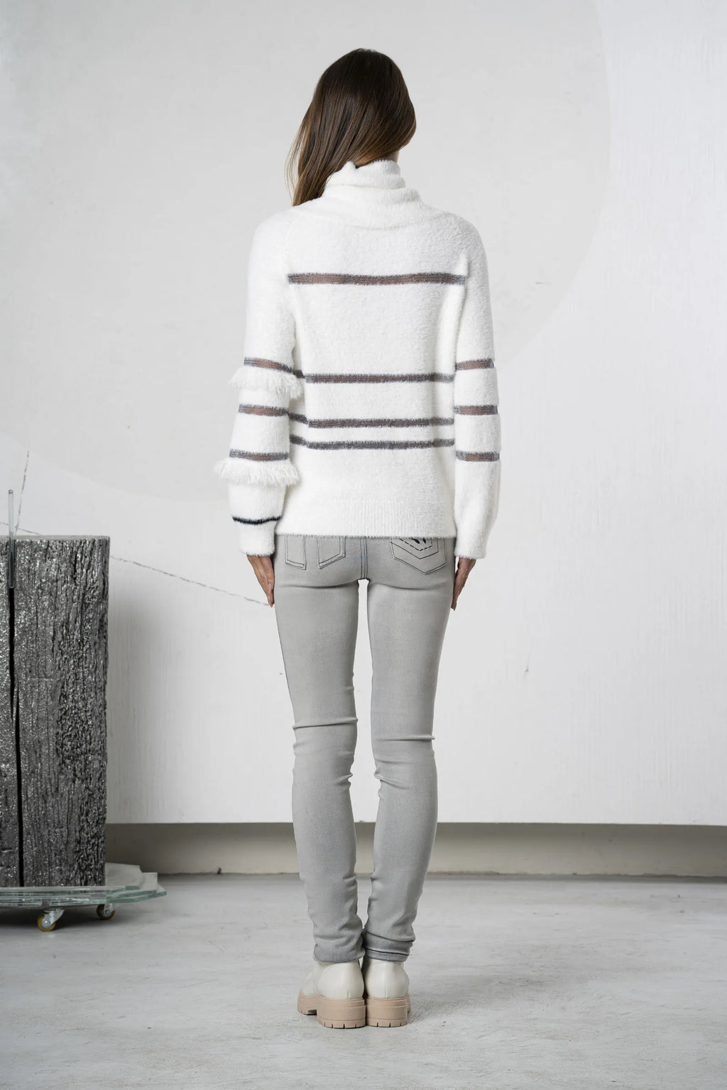 Dolcevita bianco effetto pelliccia, Bianco